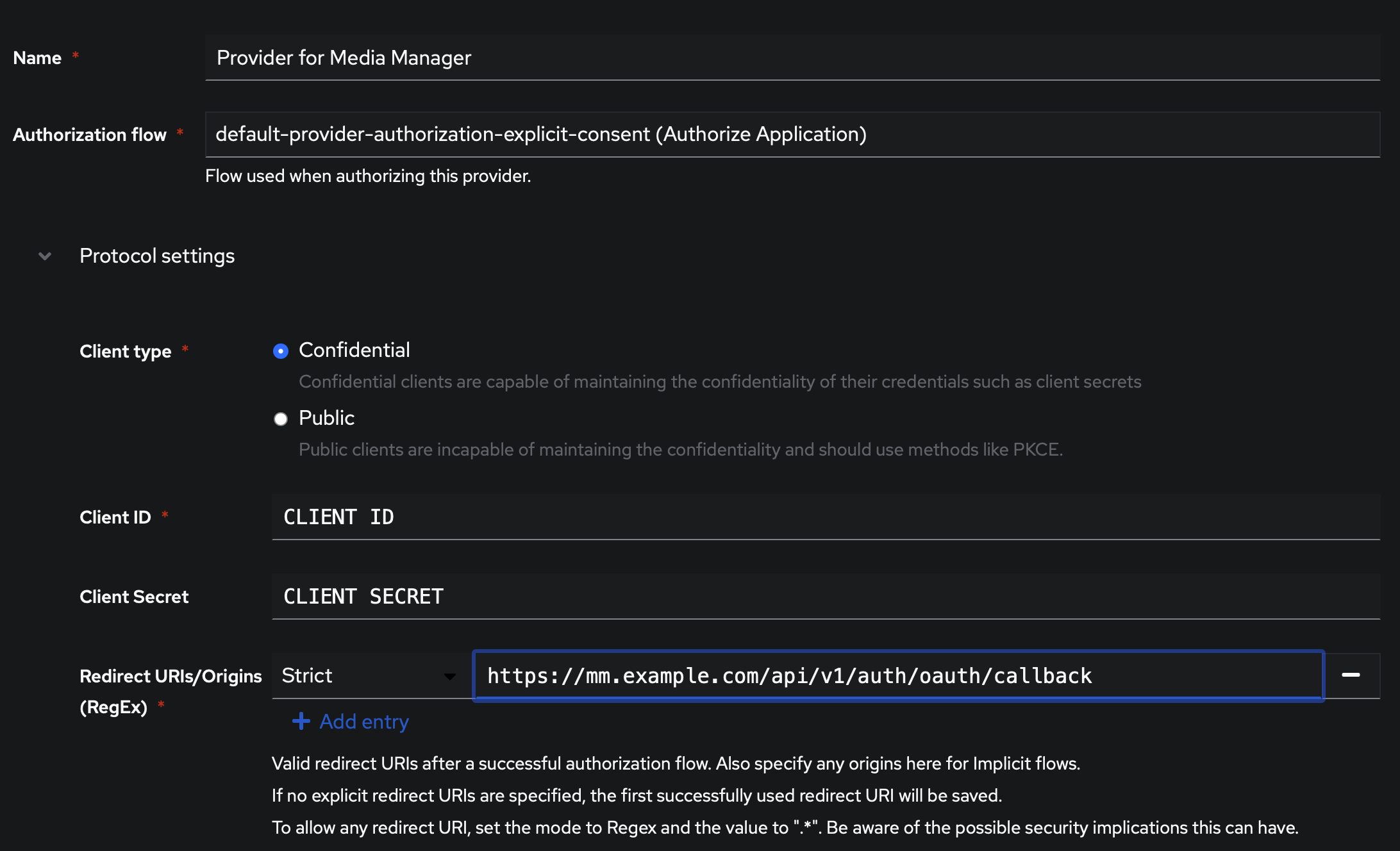 Redirect Uri Example Authentication - MediaManager Documentation